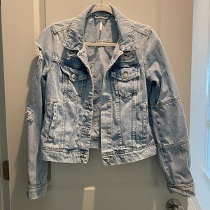 Distressed Free People denim jacket